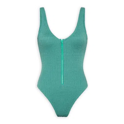 Pepper Vally Women's Swimwear Onepiece Ζipper Green Mint