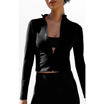 Pepper Zip Up Jacket In Black