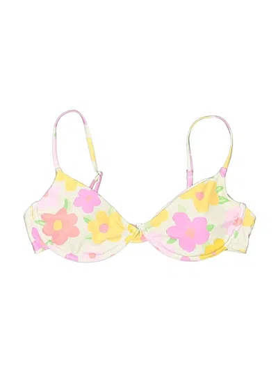 Pre-owned Peppermayo Swimsuit Top Yellow Floral Pattern Swimwear