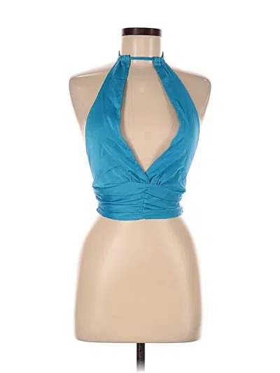 Pre-owned Peppermayo Tank Top Blue Halter Neckline Tops