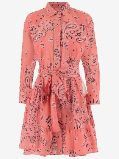 Pep's Cannes Cotton Dress With Damask Pattern In Red