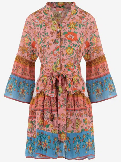 Pep's Cannes Floral Print Cotton Dress In Red