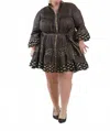 Pep's Cannes Short Net Print Mini Dress - Plus In Black/gold In Black