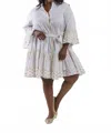 Pep's Cannes Short Net Print Mini Dress - Plus In White/gold In White