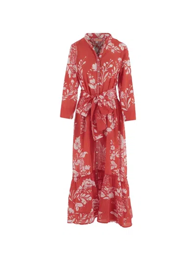 Pep's Floral-print Ruffled Midi Dress In Red