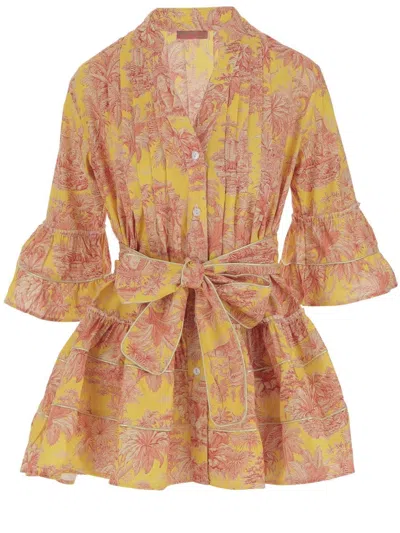Pep's Vibrant Cotton Dress With Mandarin Collar