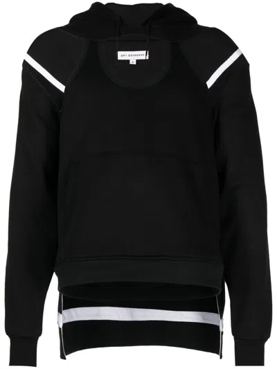 Per Götesson Cold-shoulder Drawstring Hoodie In 黑色