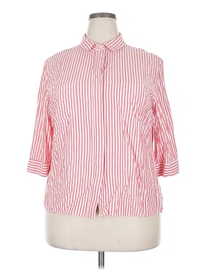 Pre-owned Per Se 3/4 Sleeve Polo Shirt In Red