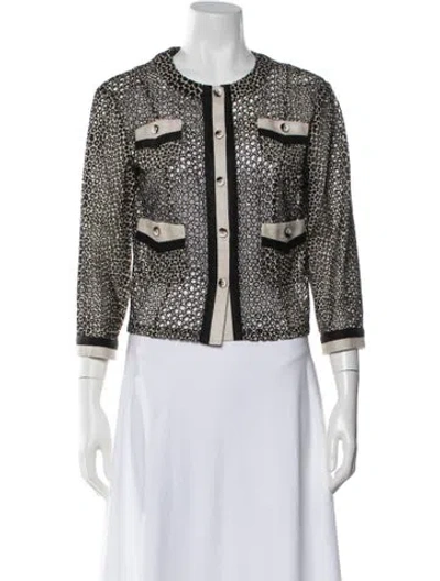 Pre-owned Per Se Animal Print Jacket In Black