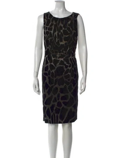 Pre-owned Per Se Animal Print Knee-length Dress In Black