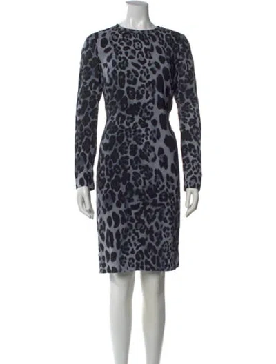 Pre-owned Per Se Animal Print Knee-length Dress In Black