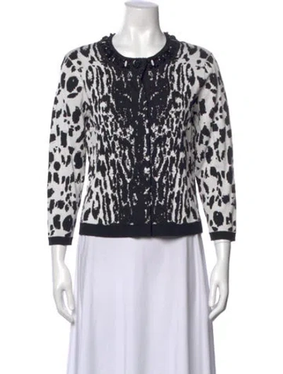 Pre-owned Per Se Animal Print Open Front Sweater In Multi