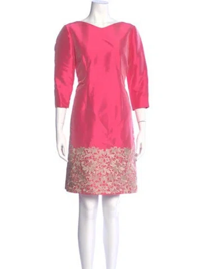 Pre-owned Per Se Bateau Neckline Knee-length Dress In Pink