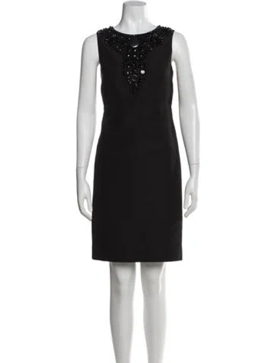 Pre-owned Per Se Bateau Neckline Mini Dress In Black