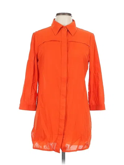 Pre-owned Per Se By Carlisle 3/4 Sleeve Button Down Shirt In Orange