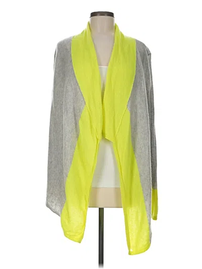 Pre-owned Per Se By Carlisle Cashmere Cardigan Sweater In Yellow