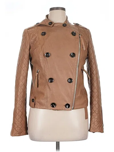Pre-owned Per Se By Carlisle Leather Jacket In Brown
