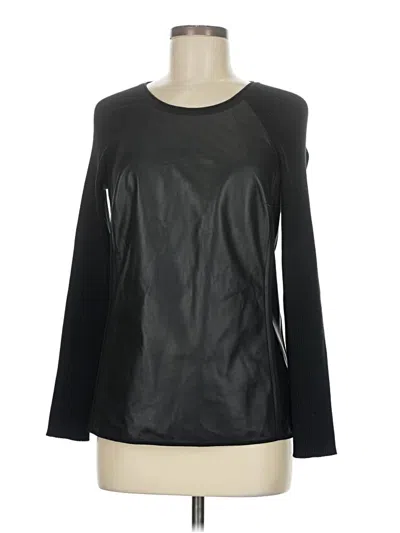 Pre-owned Per Se By Carlisle Leather Top Black Scoop Neck Tops