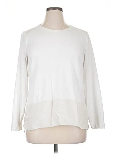 Pre-owned Per Se By Carlisle Long Sleeve Top Ivory Crew Neck Tops