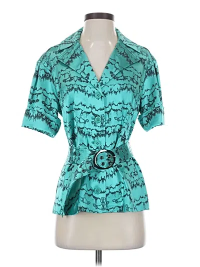 Pre-owned Per Se By Carlisle Short Sleeve Blouse In Blue