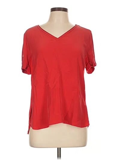 Pre-owned Per Se By Carlisle Short Sleeve Blouse In Red