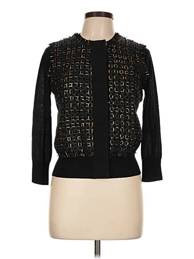 Pre-owned Per Se By Carlisle Silk Cardigan Sweater In Black