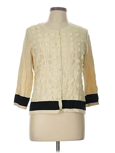 Pre-owned Per Se By Carlisle Silk Cardigan Sweater In Ivory