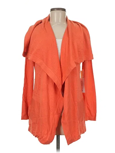 Pre-owned Per Se By Carlisle Silk Cardigan Sweater In Orange