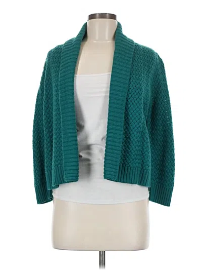 Pre-owned Per Se By Carlisle Silk Cardigan Sweater In Teal