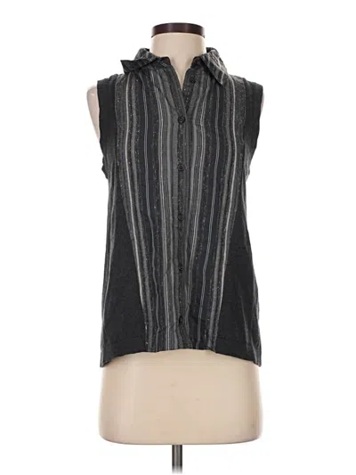 Pre-owned Per Se By Carlisle Sleeveless Button Down Shirt In Black