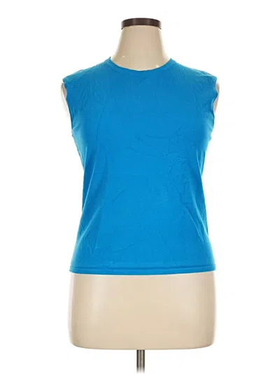 Pre-owned Per Se By Carlisle Sleeveless Top Blue Crew Neck Tops