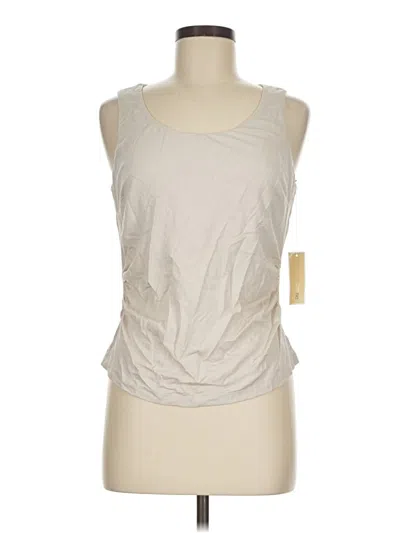 Pre-owned Per Se By Carlisle Sleeveless Top Ivory Scoop Neck Tops In Neutral