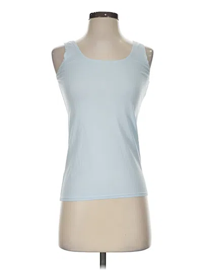 Pre-owned Per Se By Carlisle Tank Top Blue Solid Pattern Square Neckline Tops