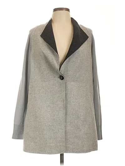 Pre-owned Per Se By Carlisle Wool Coat In Gray