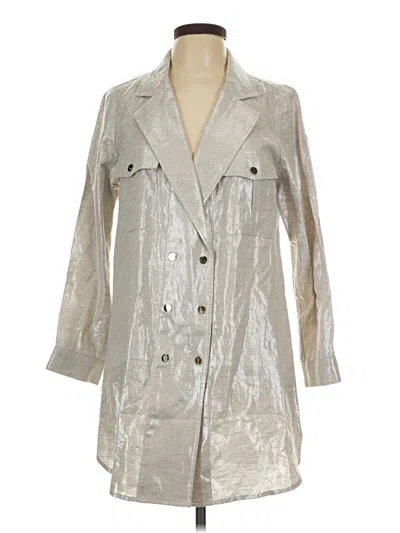 Pre-owned Per Se Cardigan Sweater In Silver