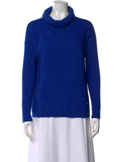 Pre-owned Per Se Cashmere Turtleneck Sweater In Blue