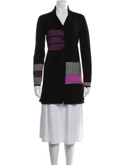 Pre-owned Per Se Colorblock Pattern Coat In Black