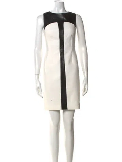 Pre-owned Per Se Colorblock Pattern Knee-length Dress In White