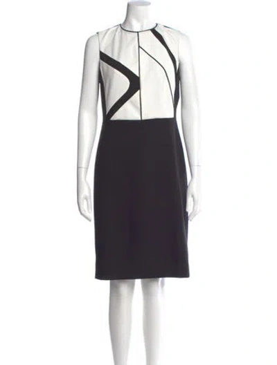 Pre-owned Per Se Colorblock Pattern Long Dress In Blue