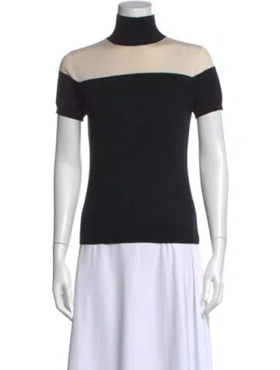 Pre-owned Per Se Colorblock Pattern Turtleneck Sweater In Black