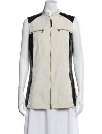 Pre-owned Per Se Colorblock Pattern Vest In Neutral