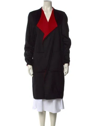 Pre-owned Per Se Colorblock Pattern V-neck Sweater In Black