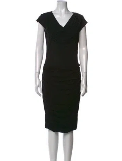 Pre-owned Per Se Cowl Neck Knee-length Dress In Black