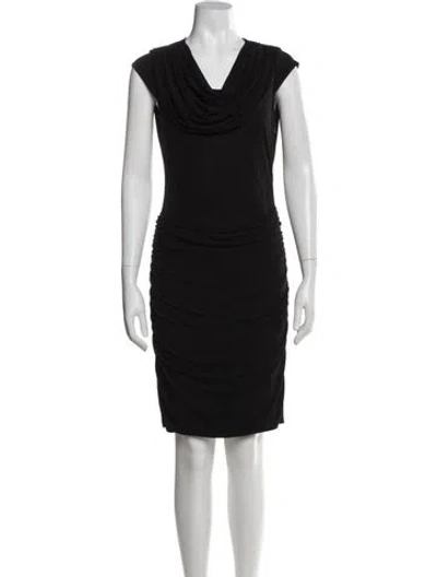 Pre-owned Per Se Cowl Neck Long Dress In Black