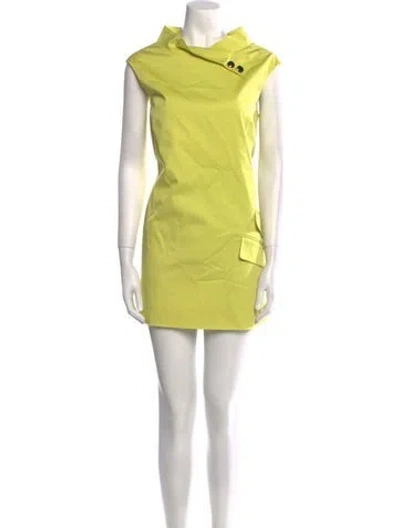 Pre-owned Per Se Cowl Neck Mini Dress W/ Tags In Yellow