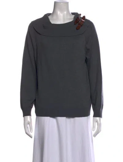 Pre-owned Per Se Cowl Neck Sweater In Grey