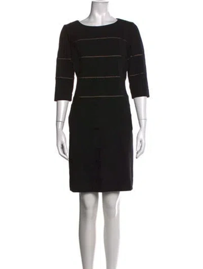 Pre-owned Per Se Crew Neck Knee-length Dress In Black