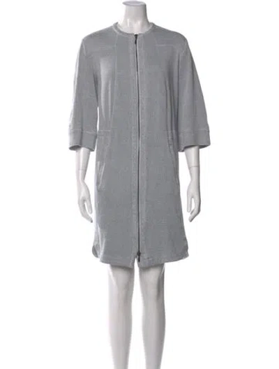 Pre-owned Per Se Crew Neck Knee-length Dress In Gray