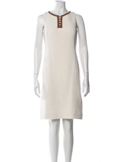 Pre-owned Per Se Crew Neck Knee-length Dress In Multicolor
