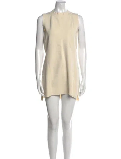Pre-owned Per Se Crew Neck Mini Dress In Neutral